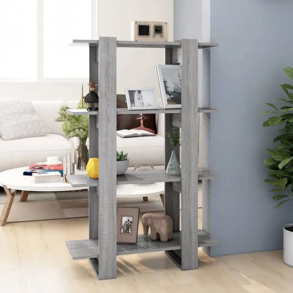 Kirjahylly/tilanjakaja 80x30x123,5 cm betoninharmaa