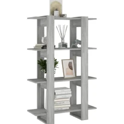 Kirjahylly/tilanjakaja 80x30x123,5 cm betoninharmaa