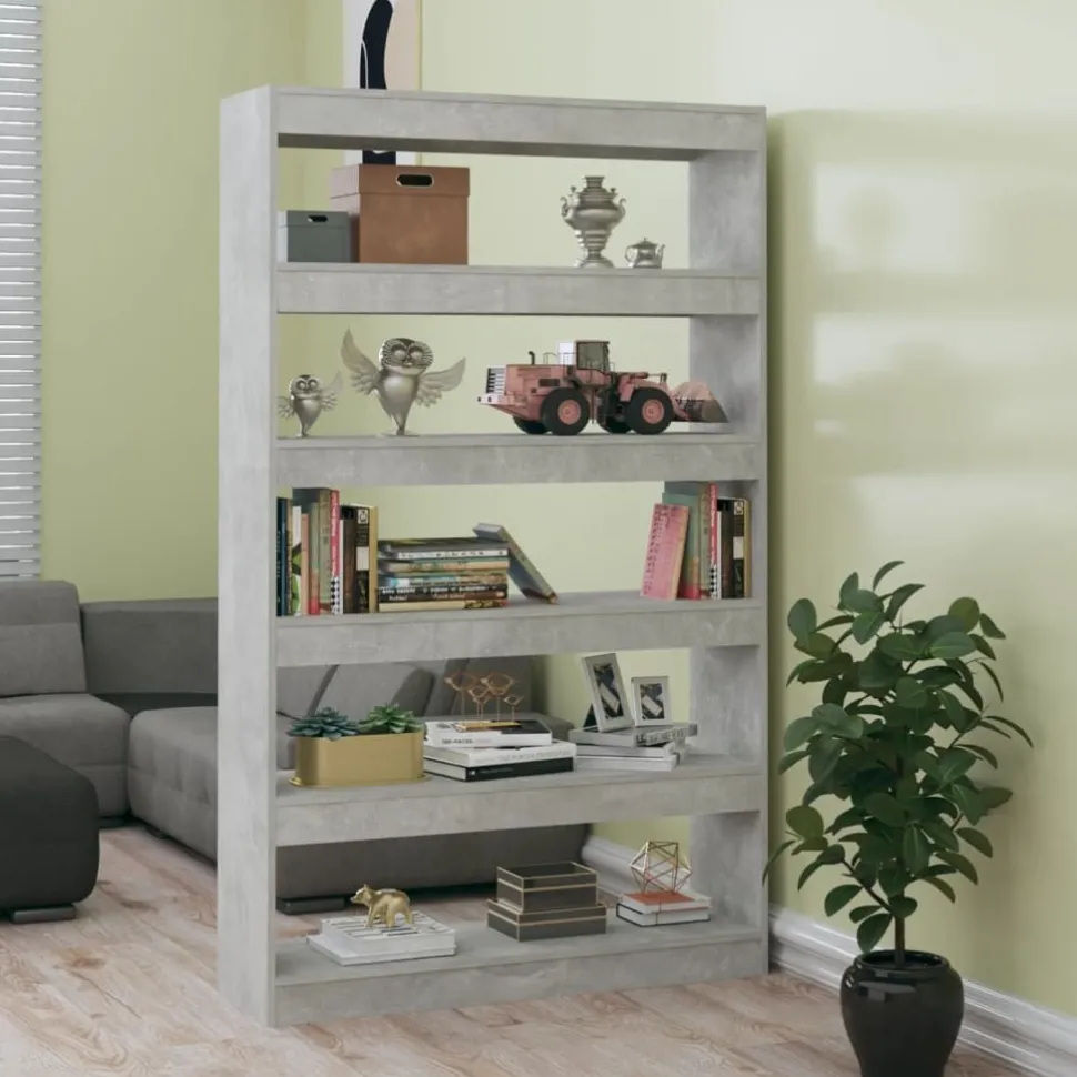 Kirjahylly/tilanjakaja 100x30x166 cm betoninharmaa