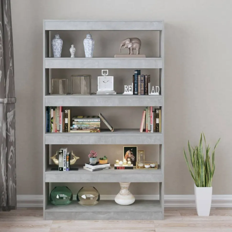 Kirjahylly/tilanjakaja 100x30x166 cm betoninharmaa