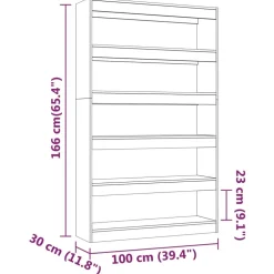 Kirjahylly/tilanjakaja 100x30x166 cm betoninharmaa
