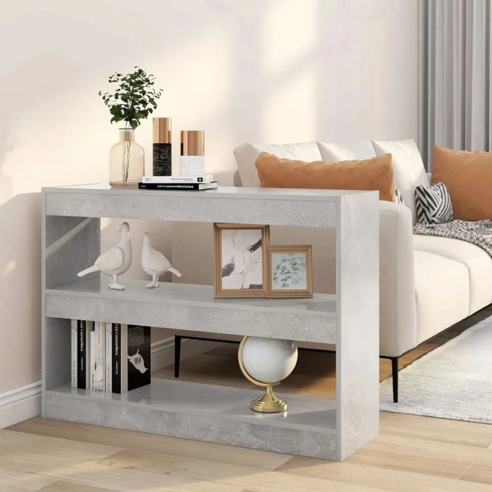 Kirjahylly/tilanjakaja 100x30x72 cm betoninharmaa