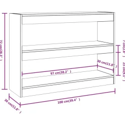 Kirjahylly/tilanjakaja 100x30x72 cm betoninharmaa