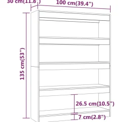 Kirjahylly/tilanjakaja 100x30x135 cm betoninharmaa