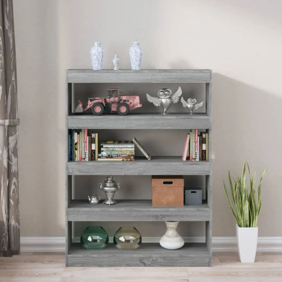 Kirjahylly/tilanjakaja 100x30x135 cm betoninharmaa