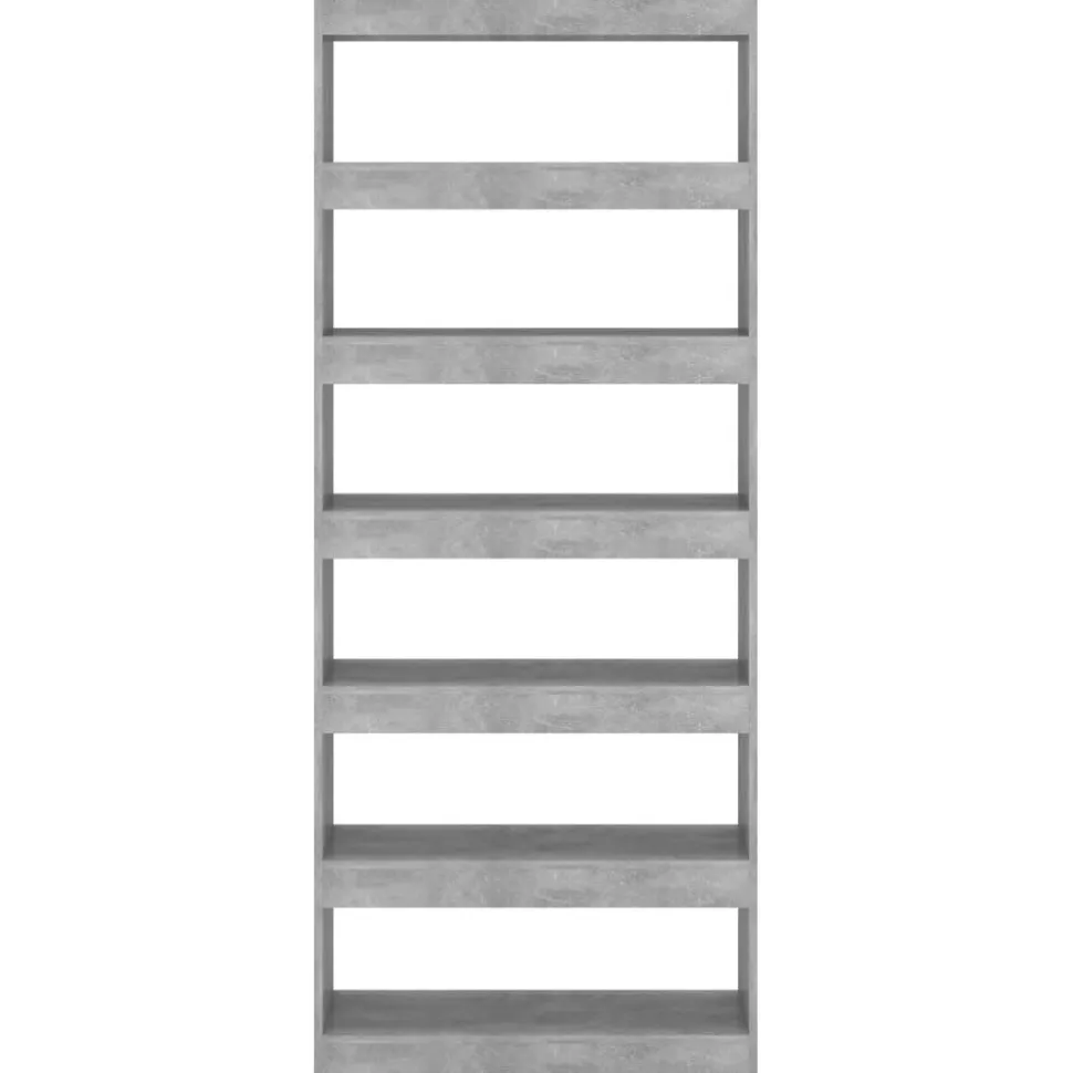 Kirjahylly/tilanjakaja 80x30x198 cm lastulevy betoninharmaa