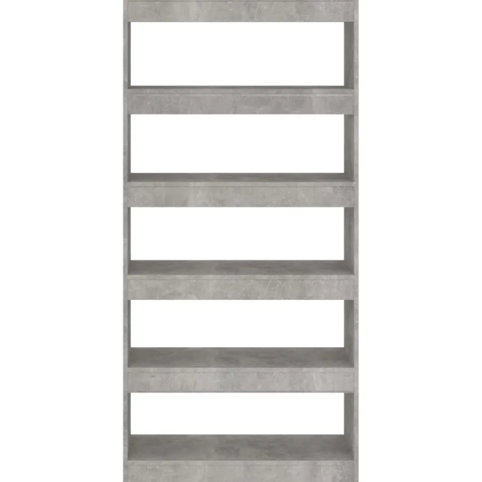 Kirjahylly/tilanjakaja 80x30x166 cm lastulevy betoninharmaa