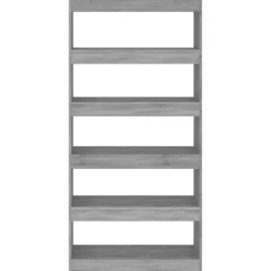 Kirjahylly/tilanjakaja 80x30x166 cm lastulevy betoninharmaa