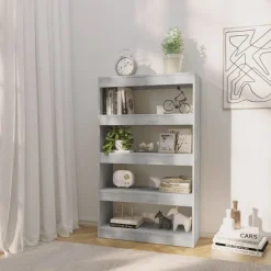 Kirjahylly/tilanjakaja 80x30x135 cm lastulevy betoninharmaa