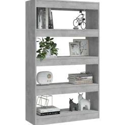 Kirjahylly/tilanjakaja 80x30x135 cm lastulevy betoninharmaa