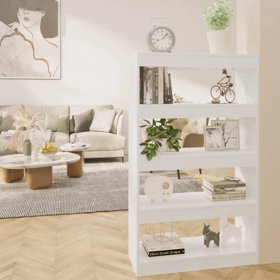 Kirjahylly/tilanjakaja 80x30x135 cm lastulevy betoninharmaa