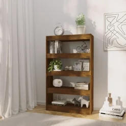 Kirjahylly/tilanjakaja 80x30x135 cm lastulevy betoninharmaa