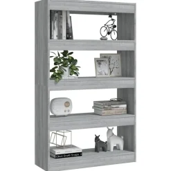 Kirjahylly/tilanjakaja 80x30x135 cm lastulevy betoninharmaa