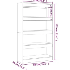 Kirjahylly/tilanjakaja 80x30x135 cm lastulevy betoninharmaa