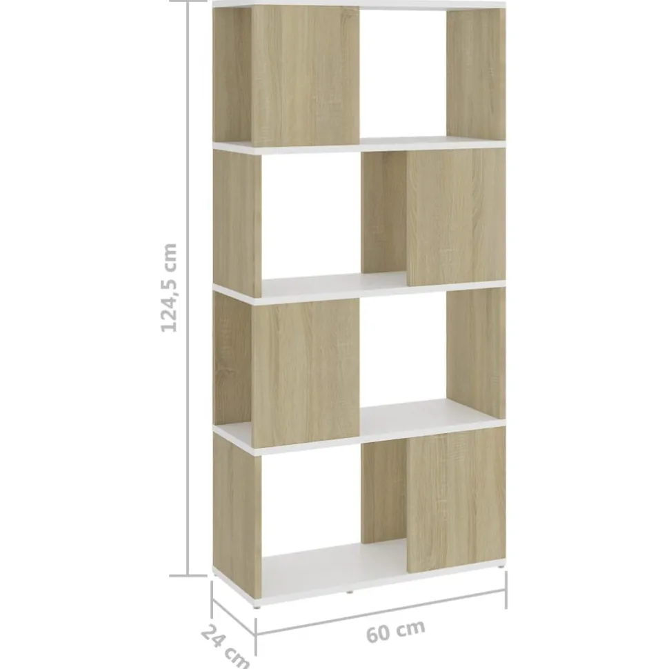 Kirjahylly/tilanjakaja 60x24x124,5 cm lastulevy tammi