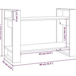 Kirjahylly/tilanjakaja 80x35x56,5 cm mänty