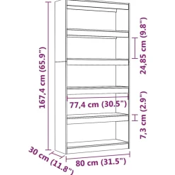 Kirjahylly/tilanjakaja 80x30x71,5-199,5cm, mänty, erikokoja ja värejä