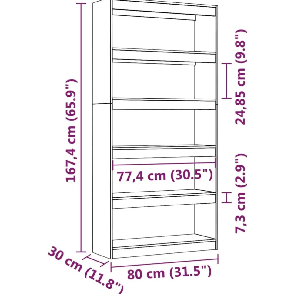 Kirjahylly/tilanjakaja 80x30x71,5-199,5cm, mänty, erikokoja ja värejä