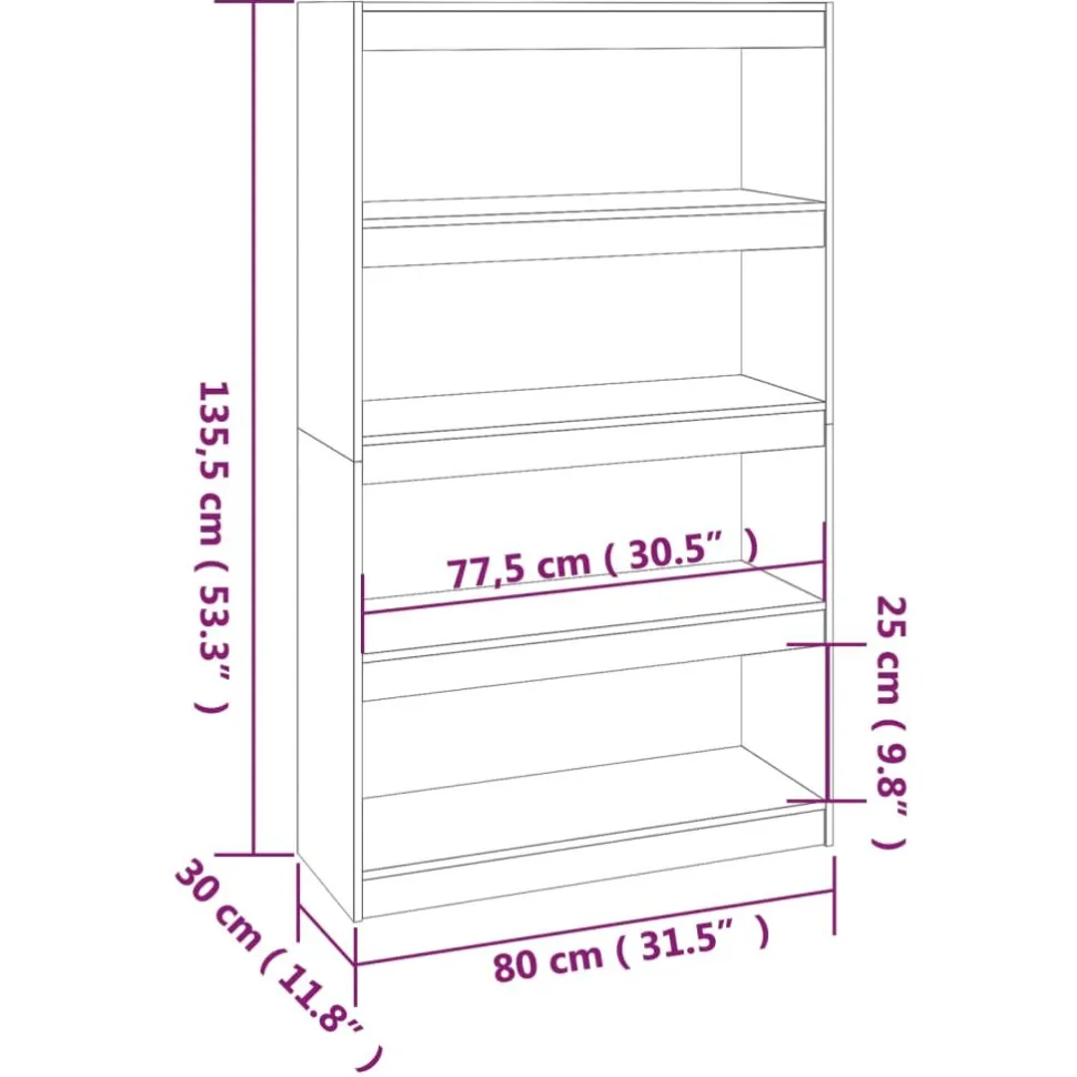 Kirjahylly/tilanjakaja 80x30x71,5-199,5cm, mänty, erikokoja ja värejä