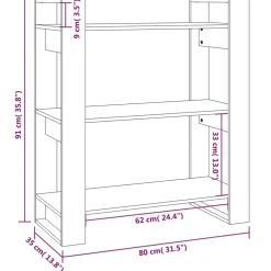 Kirjahylly/tilanjakaja 80x35x91 cm mänty harmaa