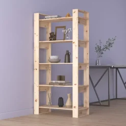 Kirjahylly/tilanjakaja 80x35x160 cm mänty harmaa