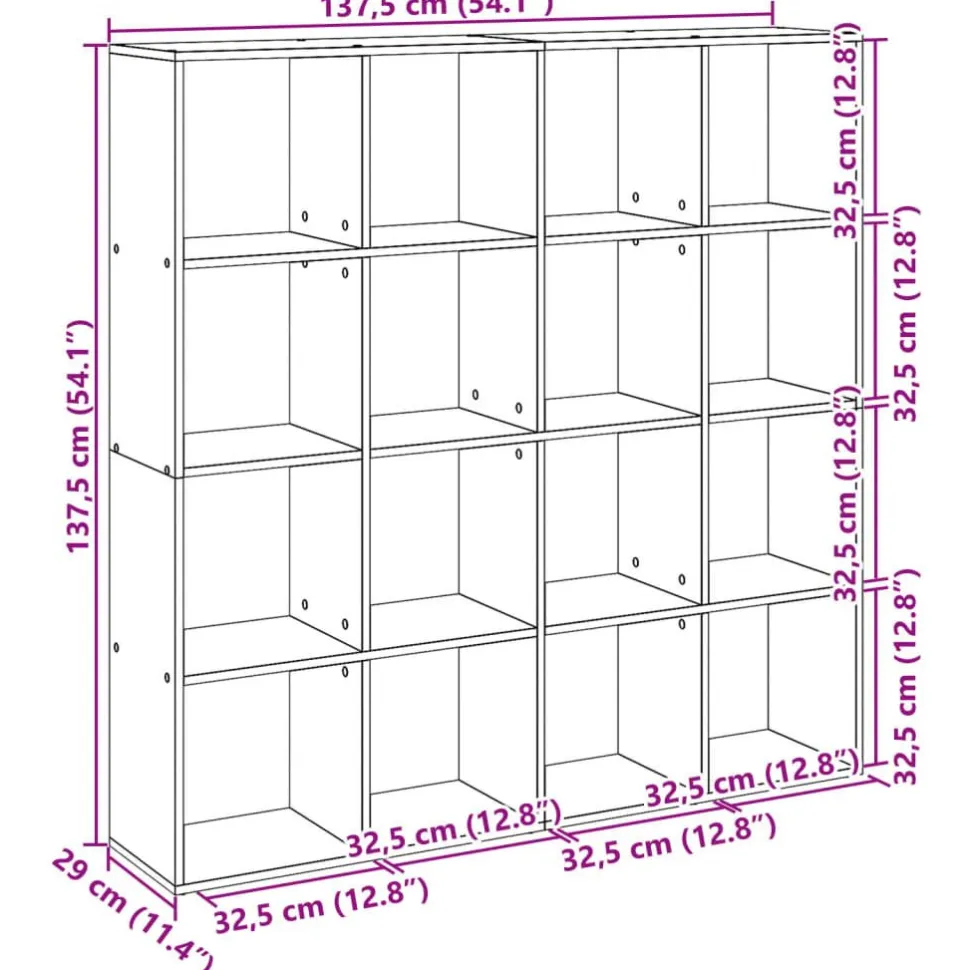 Kirjahylly valkoinen 137,5x29x137,5 cm lastulevy (10289)