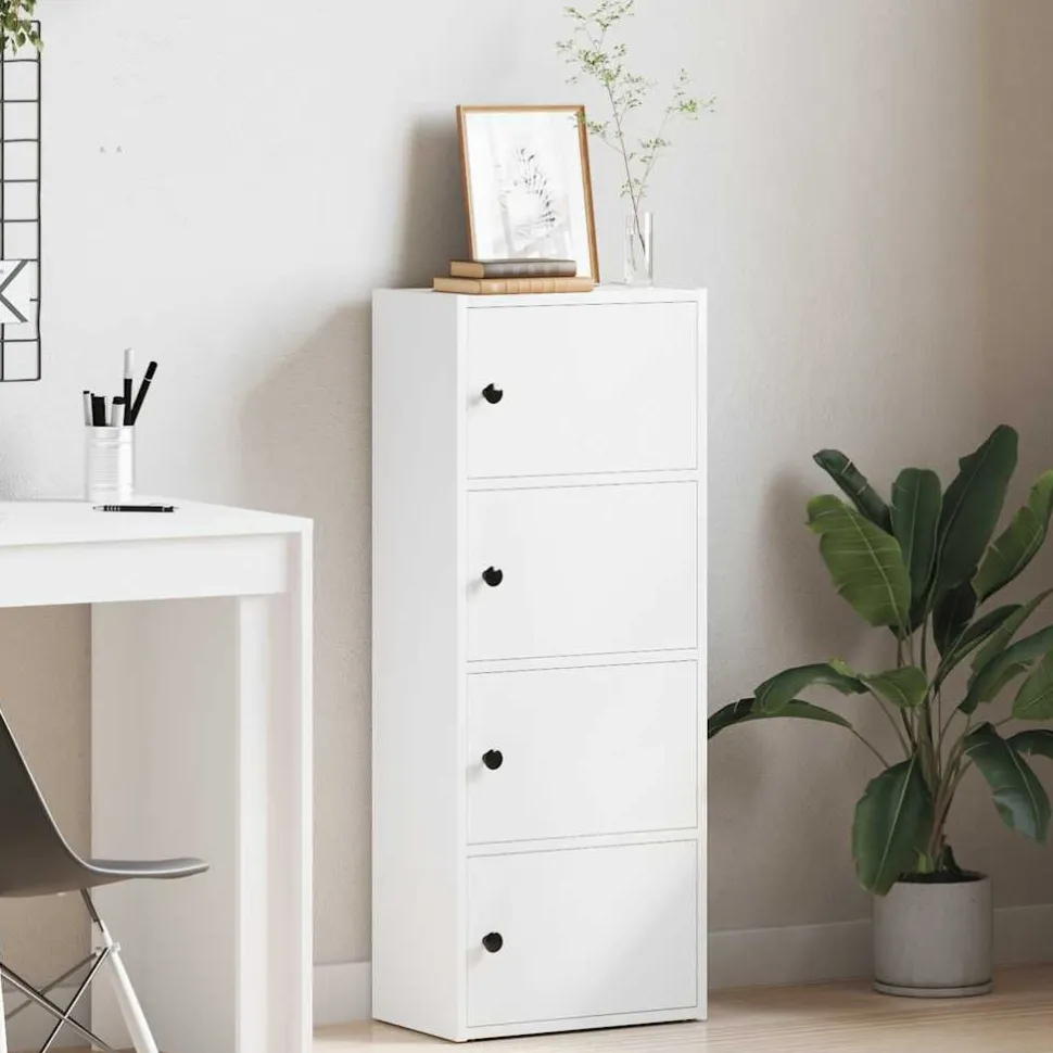 Kirjahylly valkoinen 40x24x102 cm tekninen puu (60373)