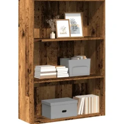 Kirjahylly vanha puu 80x30x114 cm tekninen puu (57938)
