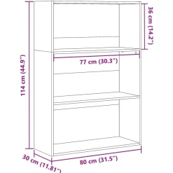 Kirjahylly vanha puu 80x30x114 cm tekninen puu (57938)