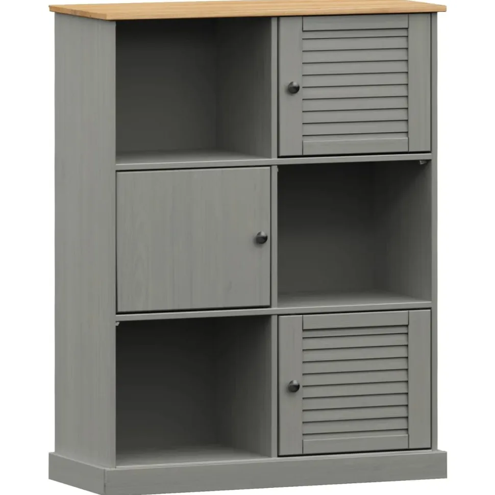 Kirjahylly VIGO harmaa 90x35x114,5 cm täysi mänty (53183)