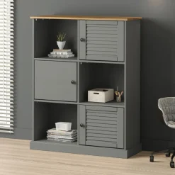 Kirjahylly VIGO harmaa 90x35x114,5 cm täysi mänty (53183)
