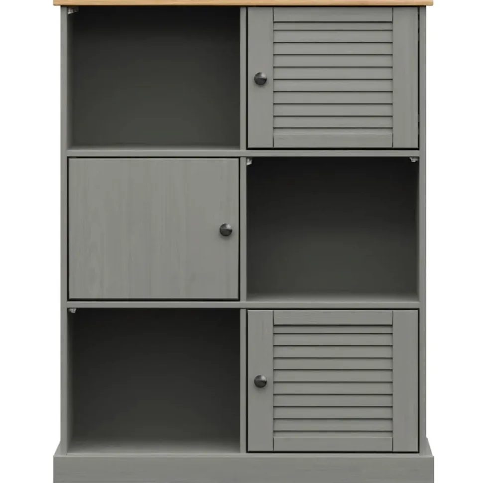 Kirjahylly VIGO harmaa 90x35x114,5 cm täysi mänty (53183)