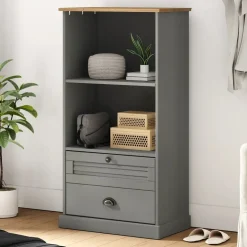 Kirjahylly VIGO harmaa 60x35x114,5 cm täysi mänty (53186)