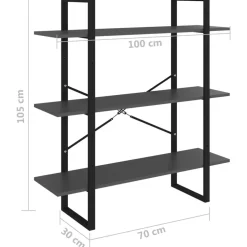 Kirjahylly 1 100x30x105 cm lastulevy betoninharmaa