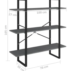 Kirjahylly 1 100x30x105 cm lastulevy betoninharmaa