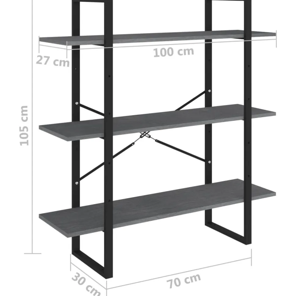 Kirjahylly 1 100x30x105 cm lastulevy betoninharmaa