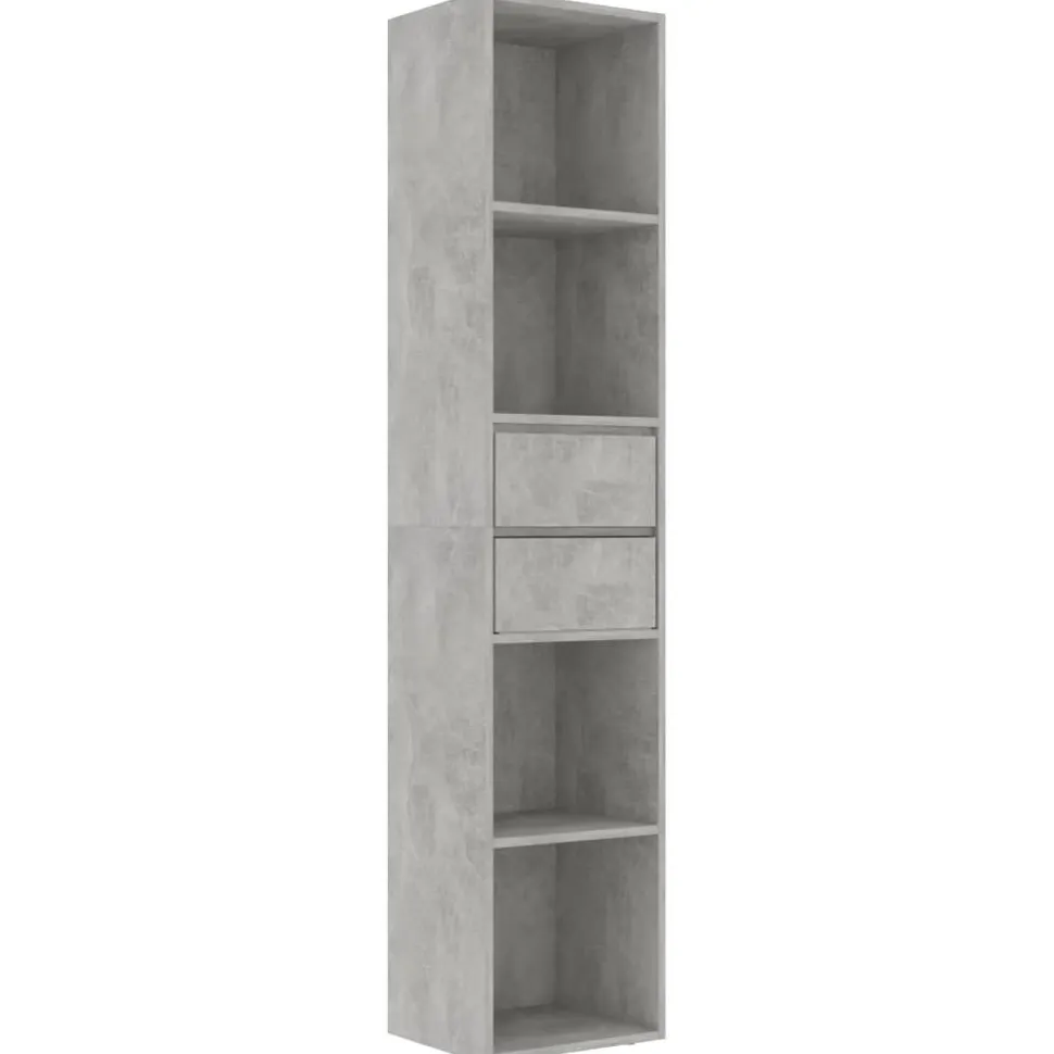 Kirjahylly 36x30x171 cm lastulevy betoninharmaa