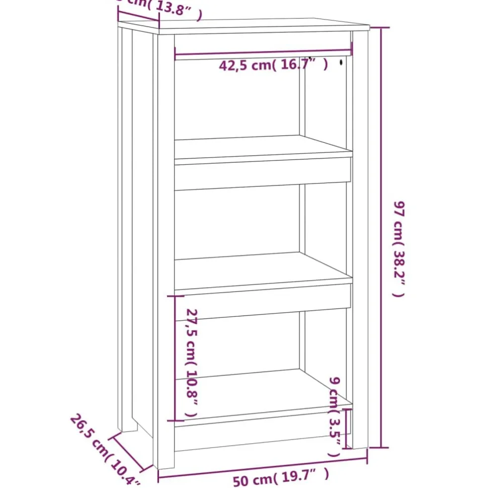 Kirjahylly 50x35x68 cm mänty harmaa