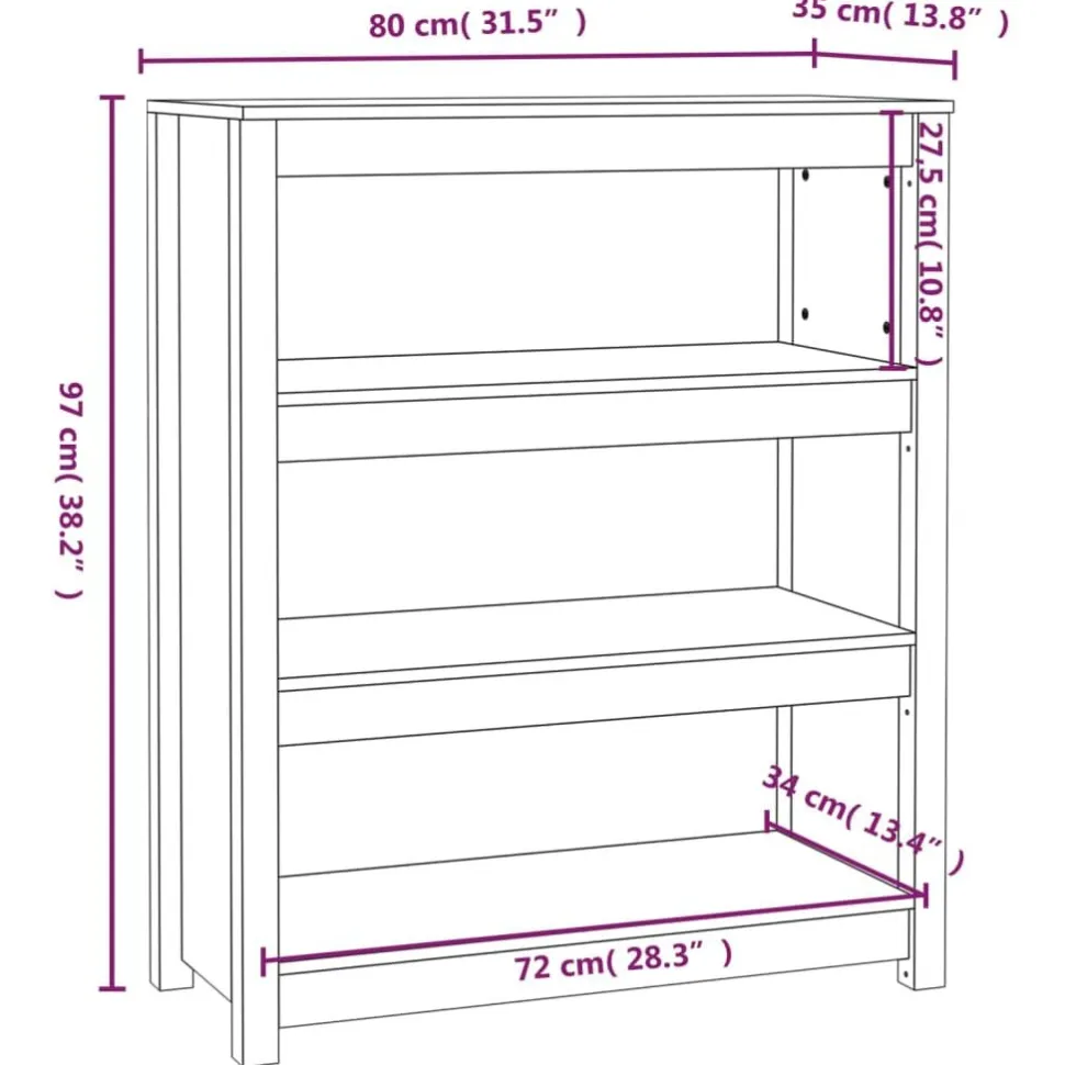 Kirjahylly 50x35x68 cm mänty harmaa