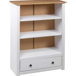 Kirjahylly 80x35x110 cm mänty Panama-sarja valkoinen