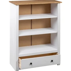 Kirjahylly 80x35x110 cm mänty Panama-sarja valkoinen