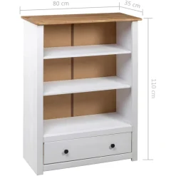 Kirjahylly 80x35x110 cm mänty Panama-sarja valkoinen