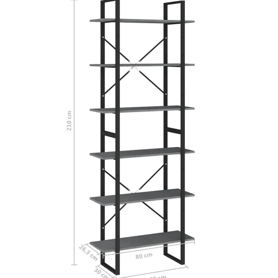 Kirjahylly 80x30x105 cm tekninen puu harmaa