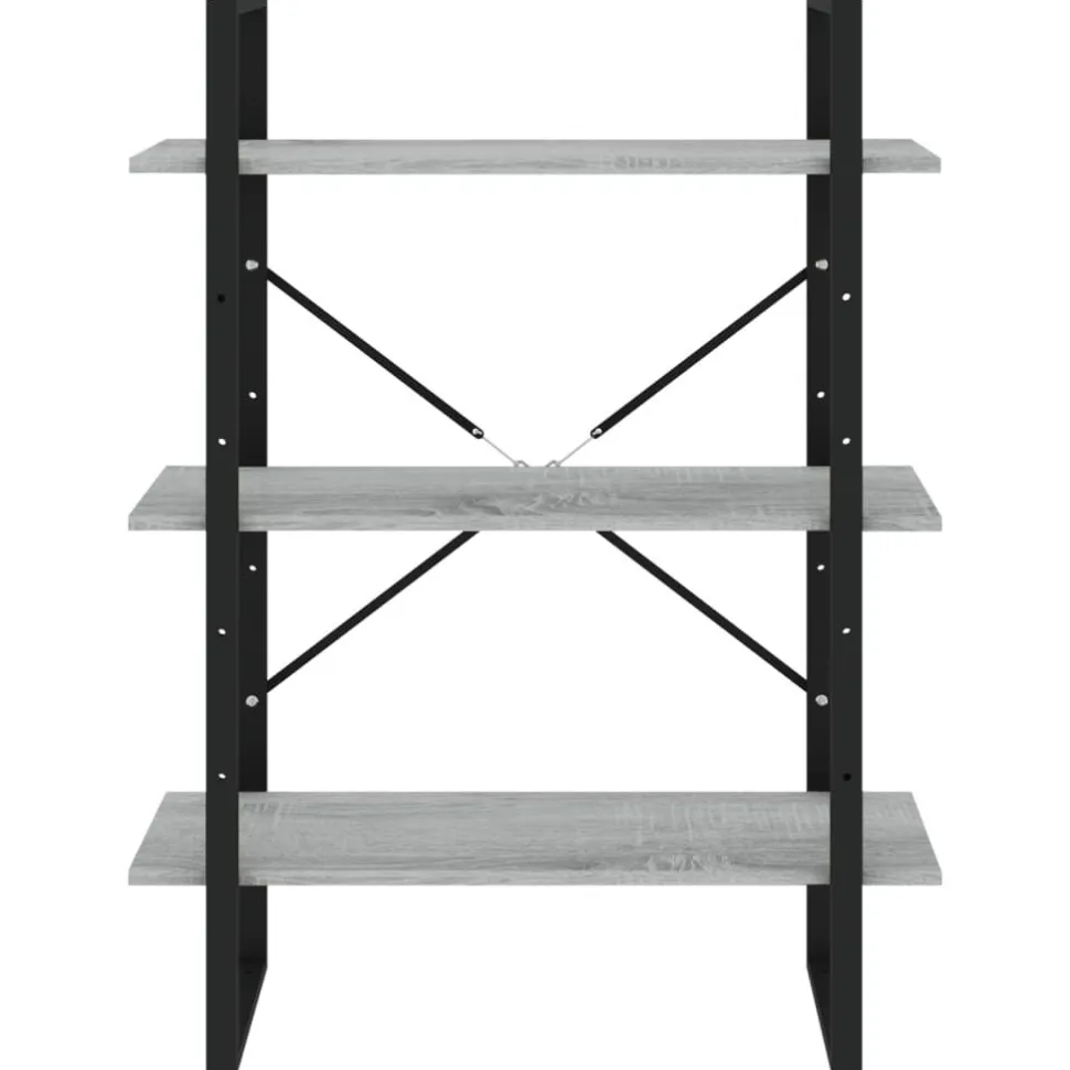Kirjahylly 80x30x105 cm tekninen puu harmaa