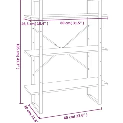 Kirjahylly 80x30x105 cm tekninen puu harmaa