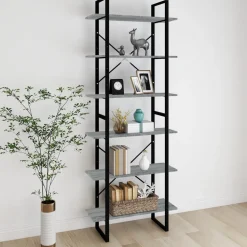 Kirjahylly 80x30x105 cm tekninen puu harmaa