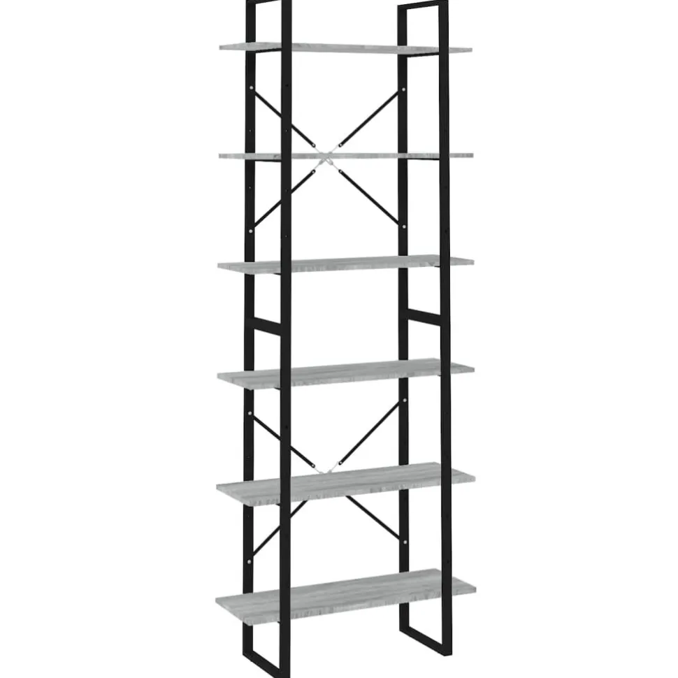 Kirjahylly 80x30x105 cm tekninen puu harmaa