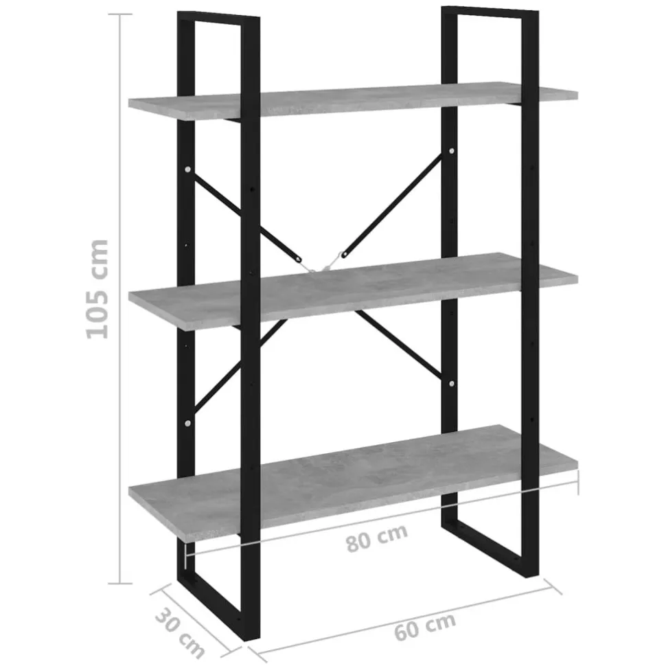 Kirjahylly 80x30x105 cm tekninen puu harmaa