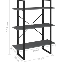 Kirjahylly 80x30x105 cm tekninen puu harmaa