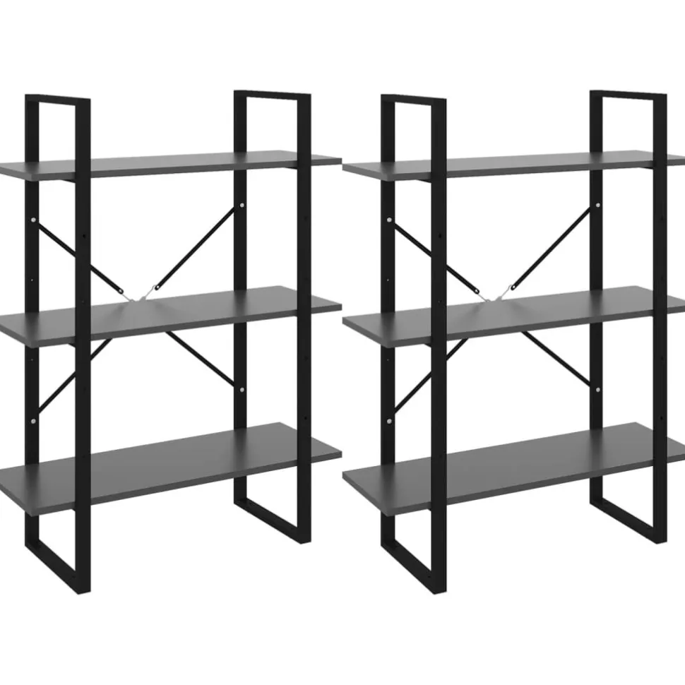 Kirjahylly 80x30x105 cm tekninen puu harmaa
